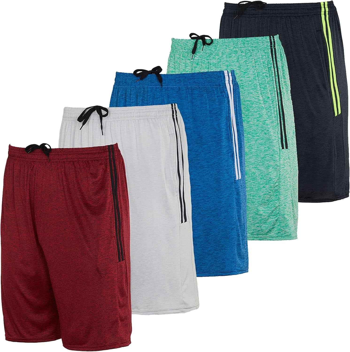 5 Pack Men'S Active Quick Dry Fit Shorts - Athletic Running Gym Workout Casual Shorts with Pockets Bulk