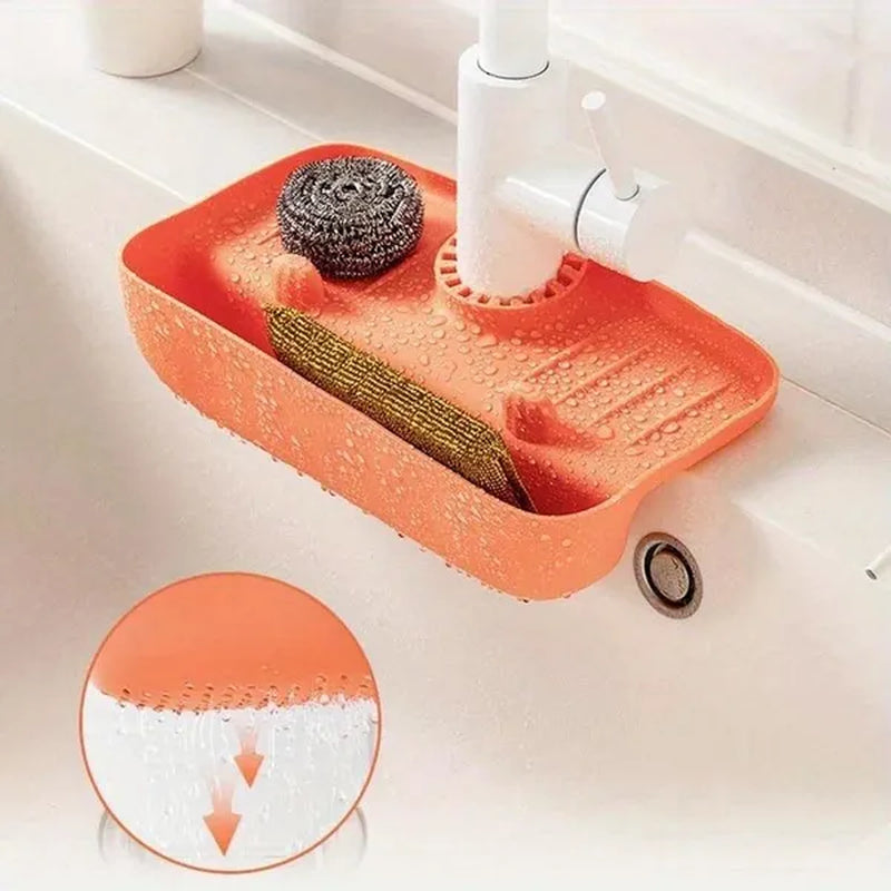 Faucet Mat Sink Tray Soap Dispenser Sponge Drain Pad Sink Splash Drying Mat Countertop Storage Tray Kitchen Accessories