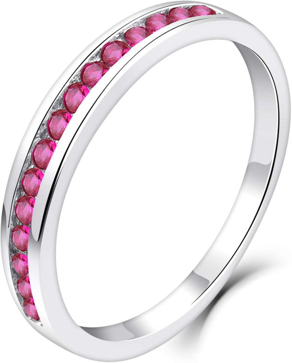 Stackable Rings 925 Sterling Silver Halo Birthstone Eternity Bands Jewelry for Women