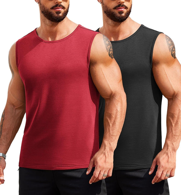Men'S 2 Pack Muscle Sleeveless Shirt Dry Fit Workout Gym Tank Tops