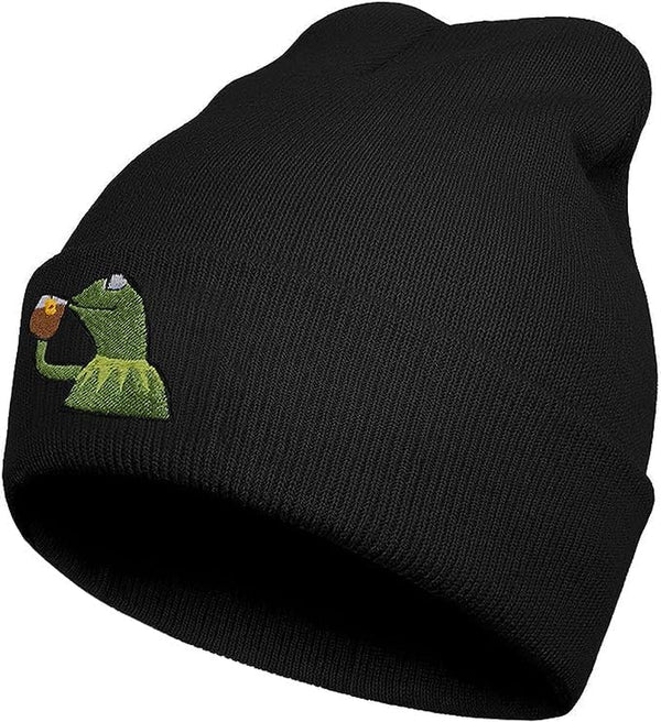 Funny Beanies Hat, Men'S and Women'S Winter Warm Black Fashion Cool Embroidered Knit Hat