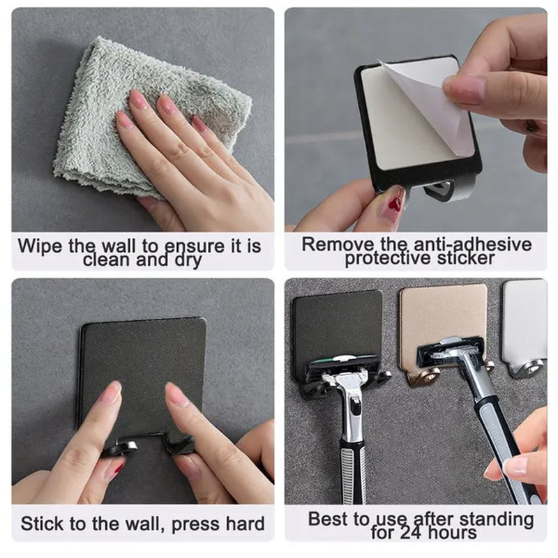 1/2PCS Punch Free Shaving Razor Holder Men Shaving Shaver Storage Hook Wall Shelf Bathroom Razor Rack Wall Kitchen Accessories