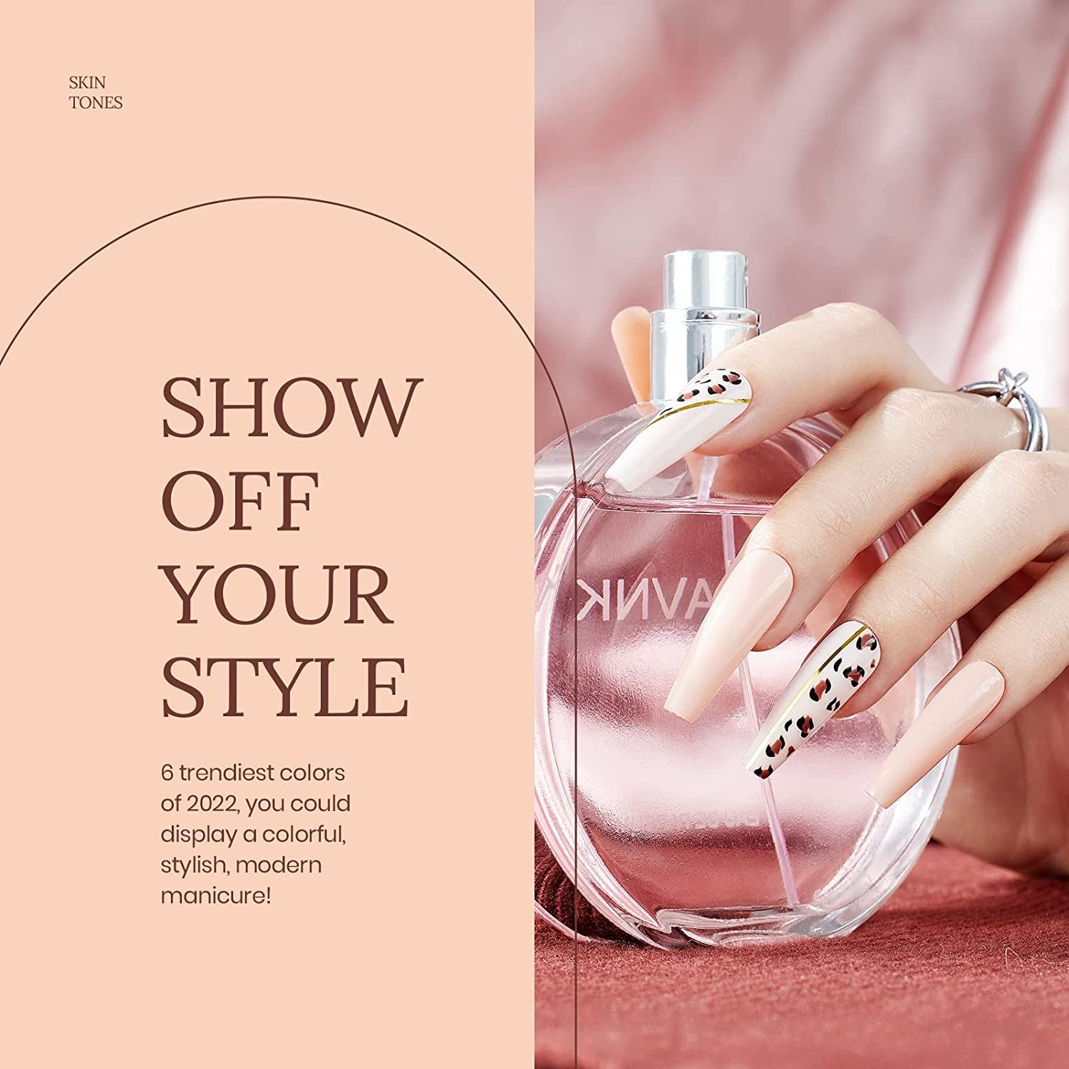 Nail Set 6 Colors Skin Tones Collection Nude Brown Gel Nail Polish Pink Neutral Soak off Uv Led Lamp Needed Manicure Diy Home Gift for Girls