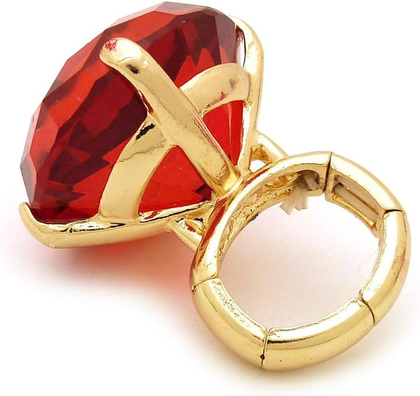 Women'S Extra Big Crystal Colorful Stone Stretch Ring