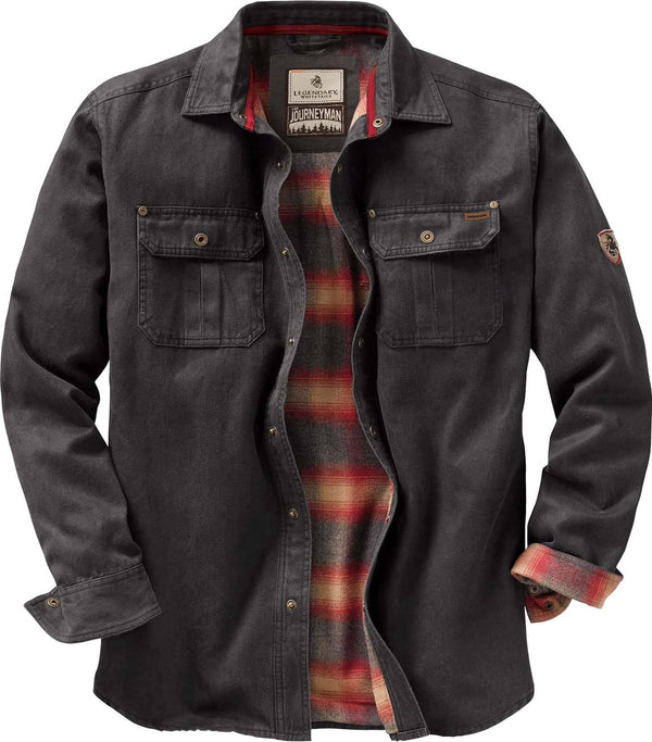 Journeyman Shirt Jacket Flannel Lined Shacket for Men Water-Resistant Coat Rugged Fall Clothing