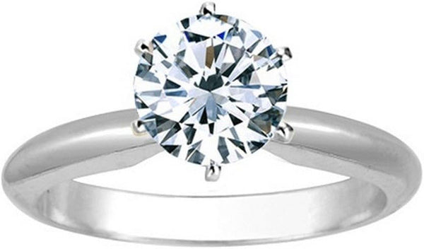 1/2 Carat round Cut Diamond Solitaire Engagement Ring 14K White Gold 6 Prong (J-K, I2, 0.50 C.T.W) Very Good Cut