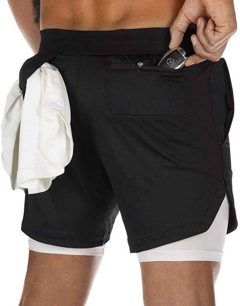 Mens Running Shorts，Workout Running Shorts for Men，2-In-1 Stealth Shorts，7-Inch Gym Yoga Outdoor Sports Shorts