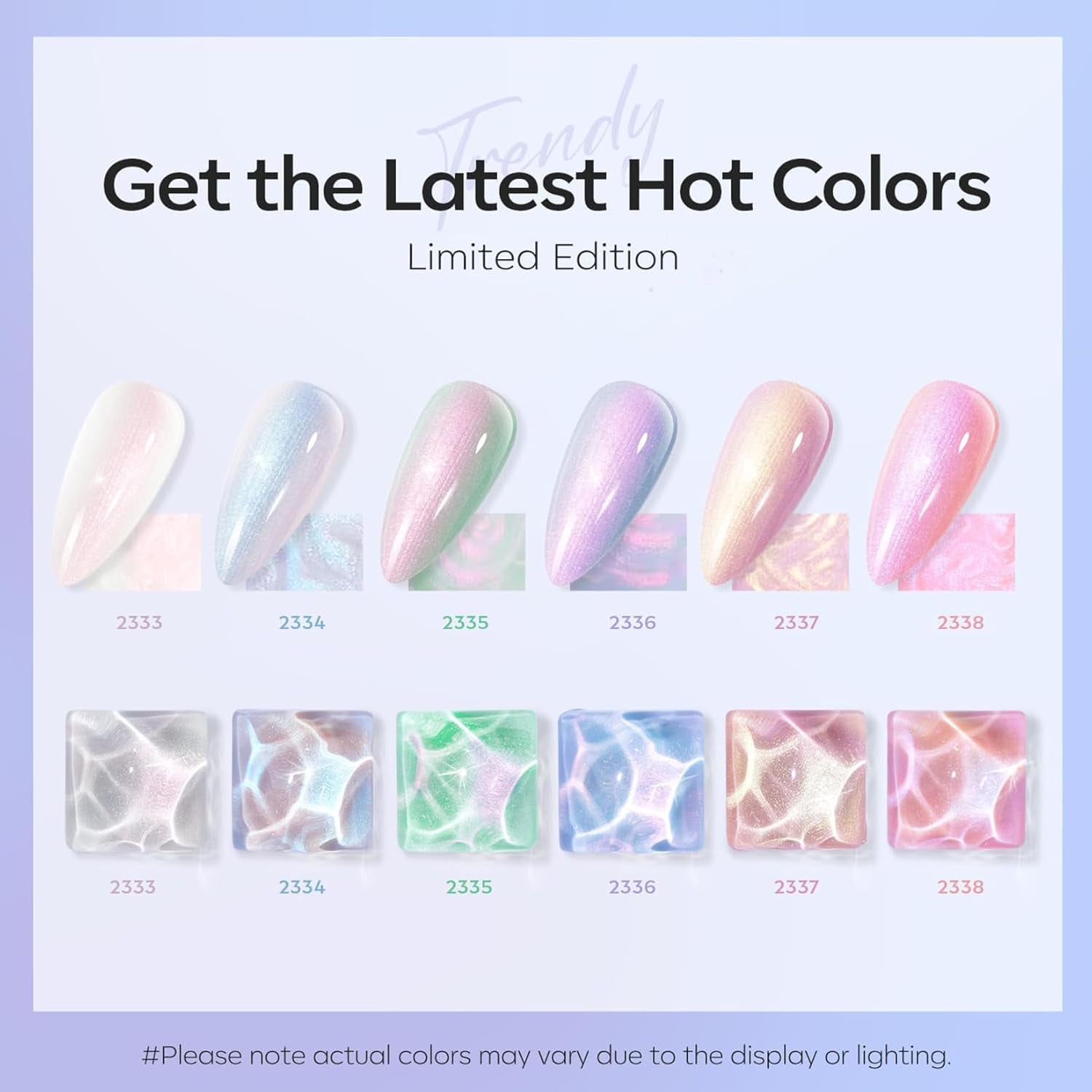 Pearl Gel Nail Polish Set, 6 Colors Aurora Iridescent Shimmer White Pink Purple Mermaid Nail Drawing Gel Polish Soak off Led Glitter Nail Polish Swirl Shell Thread Effect DIY Gift