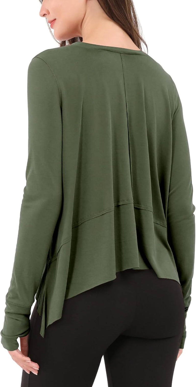 Long Sleeve Tee for Women with Thumb Hole Athletic Gym Workout Crop Tops Yoga Shirts