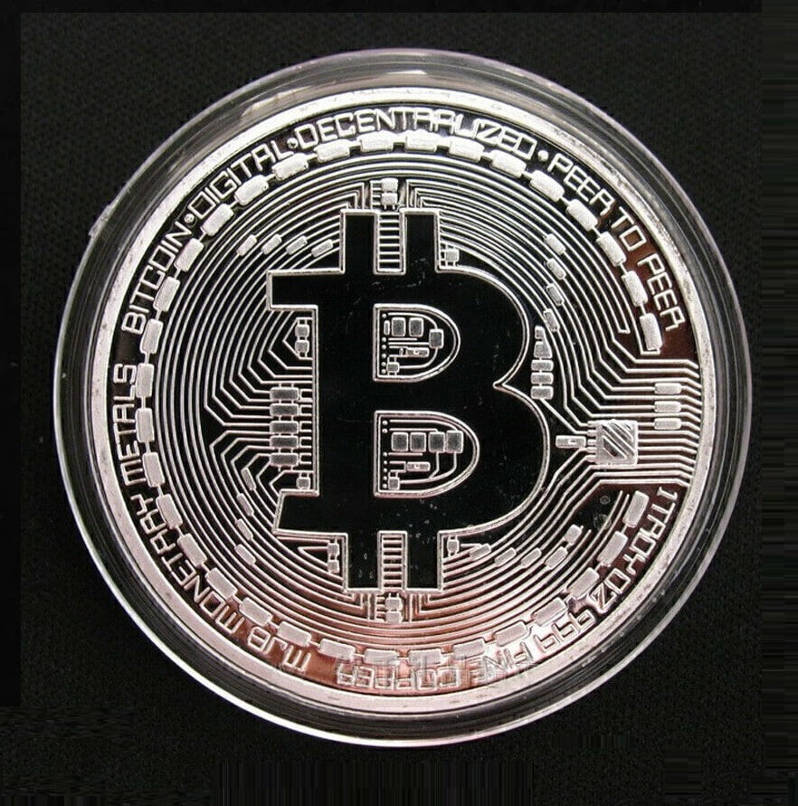 SILVER PLATED Bitcoin Token W/Display Case Master Coins
