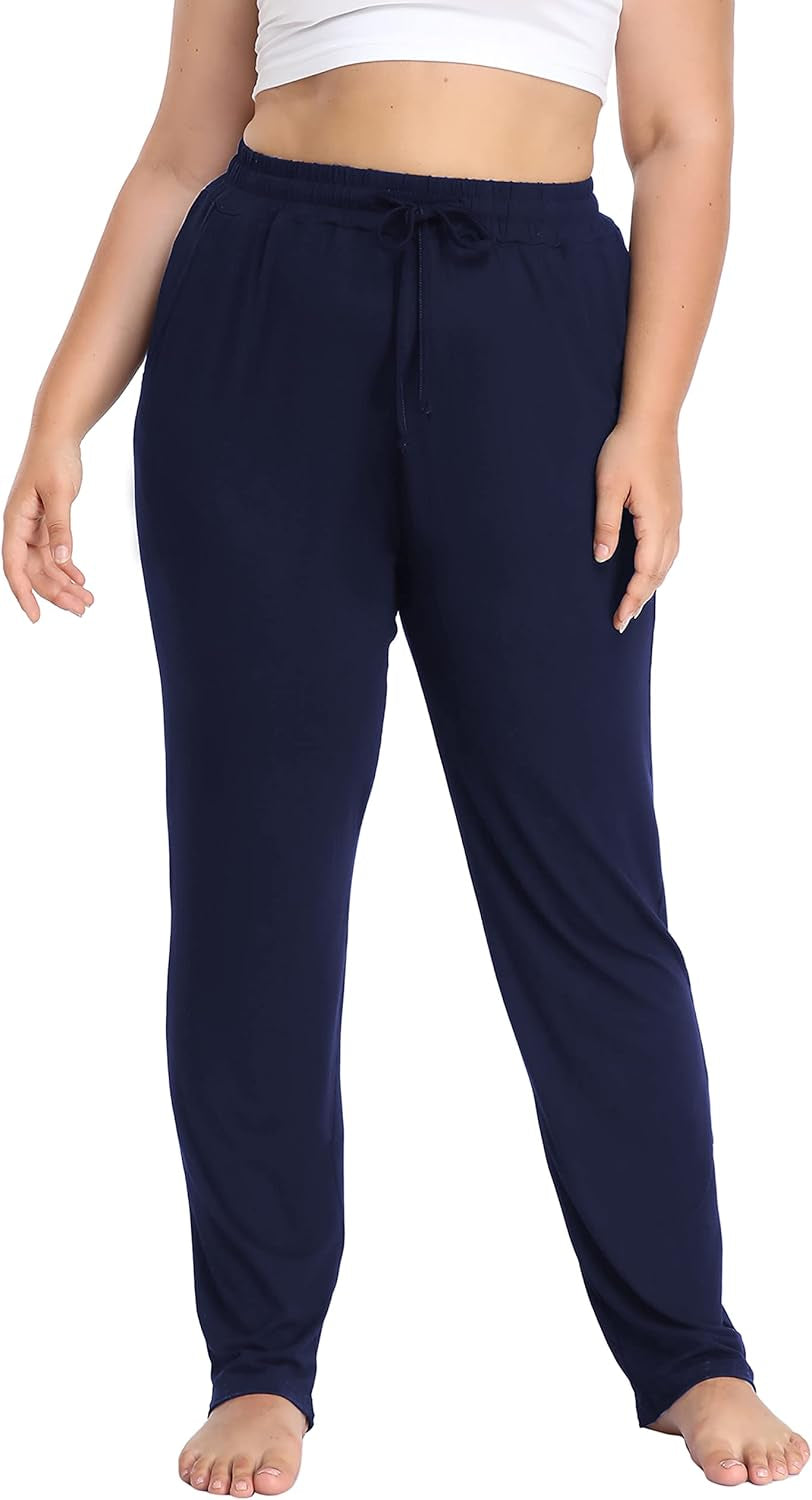 Women'S plus Size Comfy Lounge Pants Active Yoga Sweatpants Casual Stretchy Jogger Pants with Pockets Drawstring