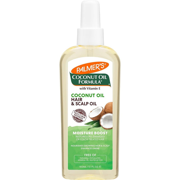 Coconut Oil Moisture Boost, Restorative Hair and Scalp Oil Spray, Lasting Hydration and Shine for Dry or Damaged Hair, Promotes Scalp Health, 5.1 Oz