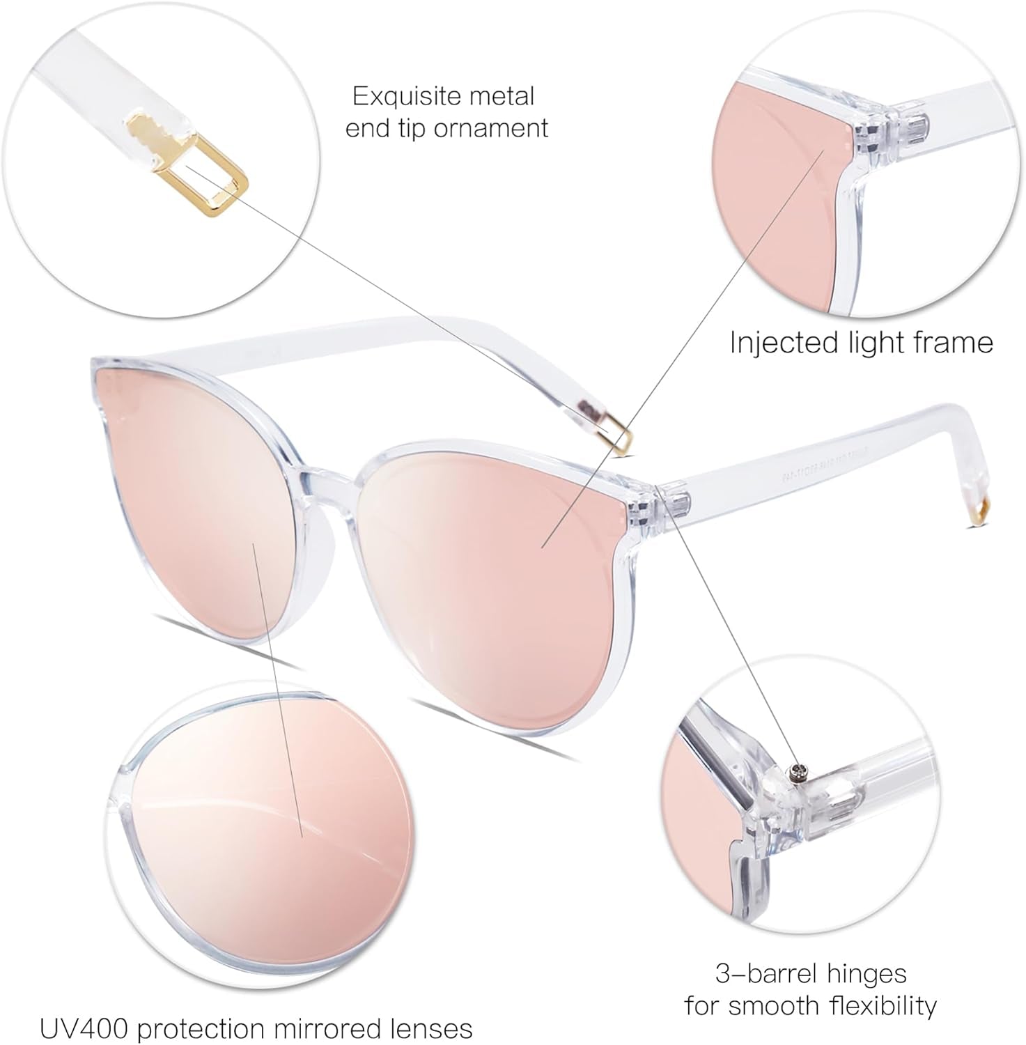 Oversized round Sunglasses for Women and Men