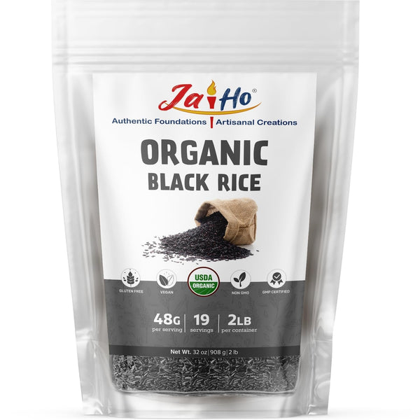 Certified USDA Organic Black Rice Whole Grain - 2 LB - Gluten Free, Vegan, Non-Gmo - Resealable Zip Lock Pouch - by