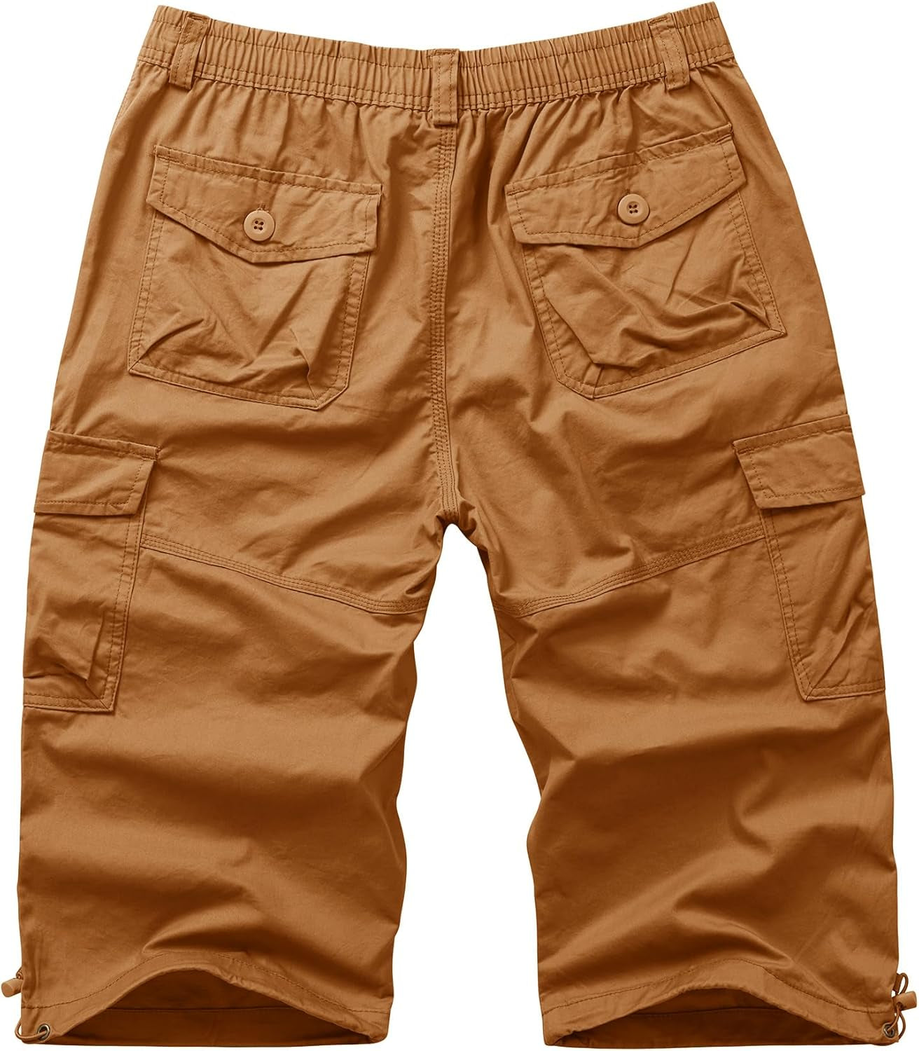Men'S Cargo Shorts Casual Twill Elastic 3/4 Capri Pants below Knee Long Shorts with 7 Pockets