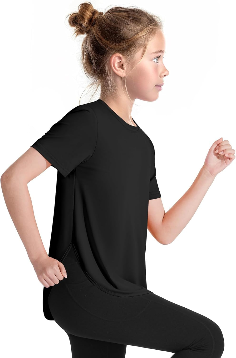 Girls Athletic Shirts Short Sleeve Quick Dry T-Shirt UPF 50+ Basic Tee Tops for Kids Teens Sports Activewear