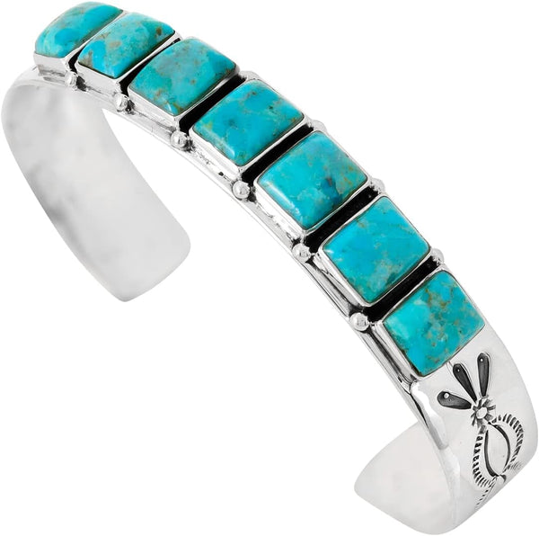 Turquoise Bracelet Sterling Silver 925 Genuine Turquoise Cuff Bracelet