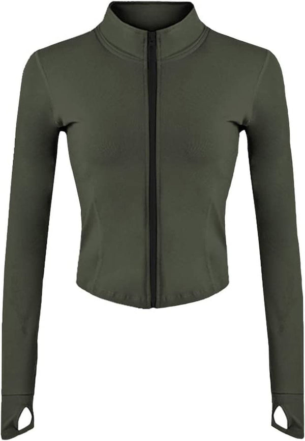 Women'S Athletic Full Zip Lightweight Workout Jacket with Thumb Holes
