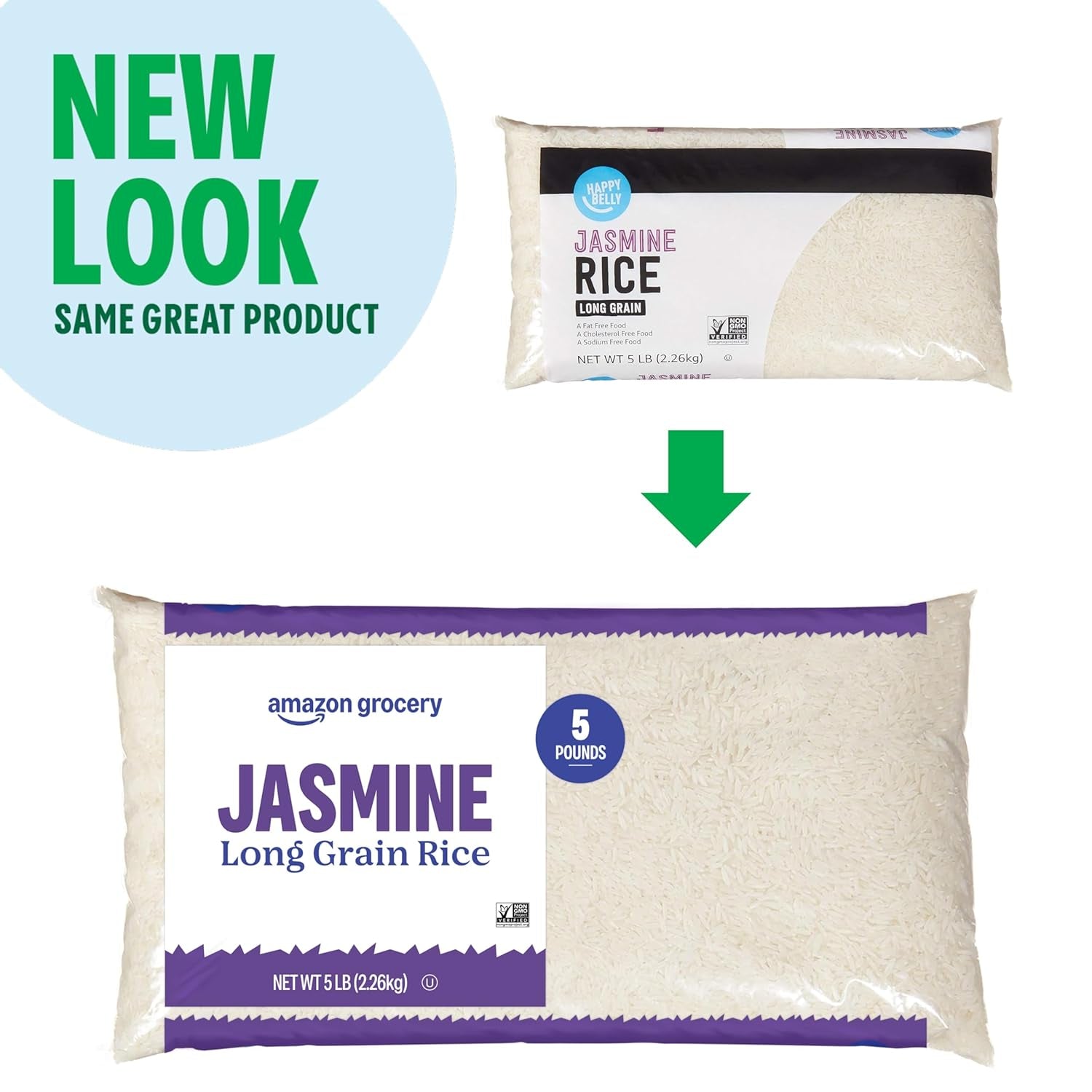 , Jasmine Long Grain Rice, 5 Lb (Previously Happy Belly, Packaging May Vary)