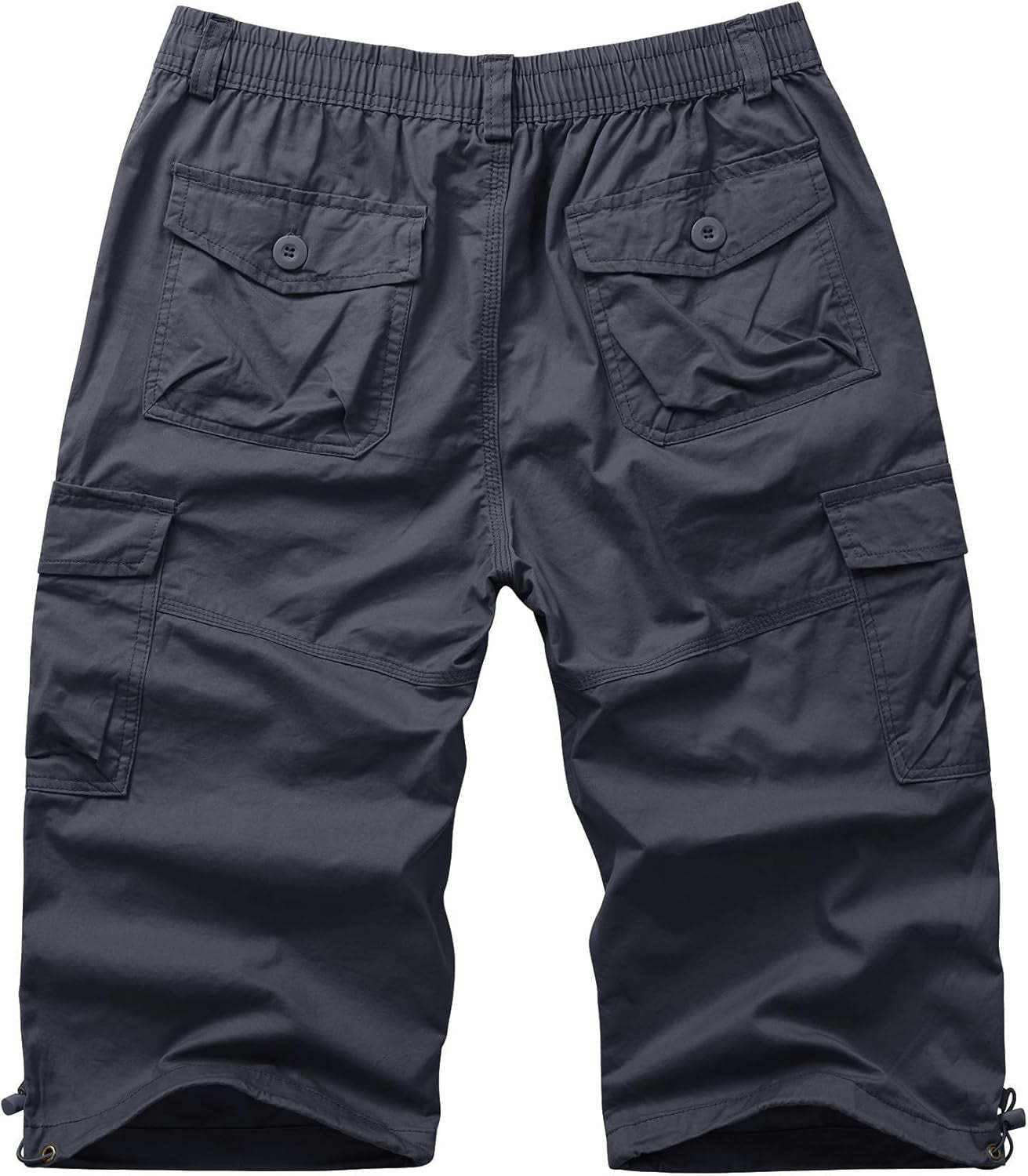 Men'S Cargo Shorts Casual Twill Elastic 3/4 Capri Pants below Knee Long Shorts with 7 Pockets