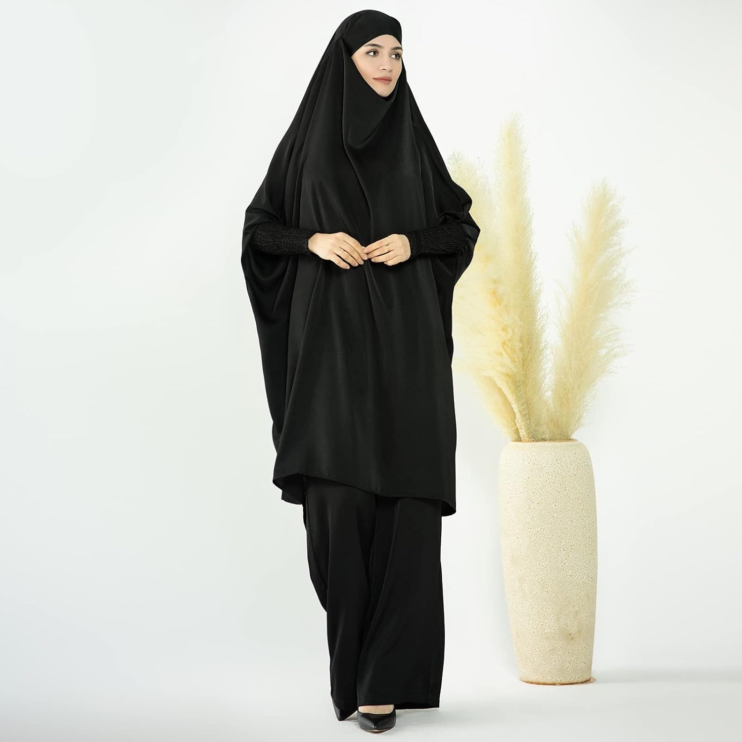 Abaya Muslim Modest Prayer Clothes with Hijab for Women 2-Piece All Cover Muslim Outfits Long Robe