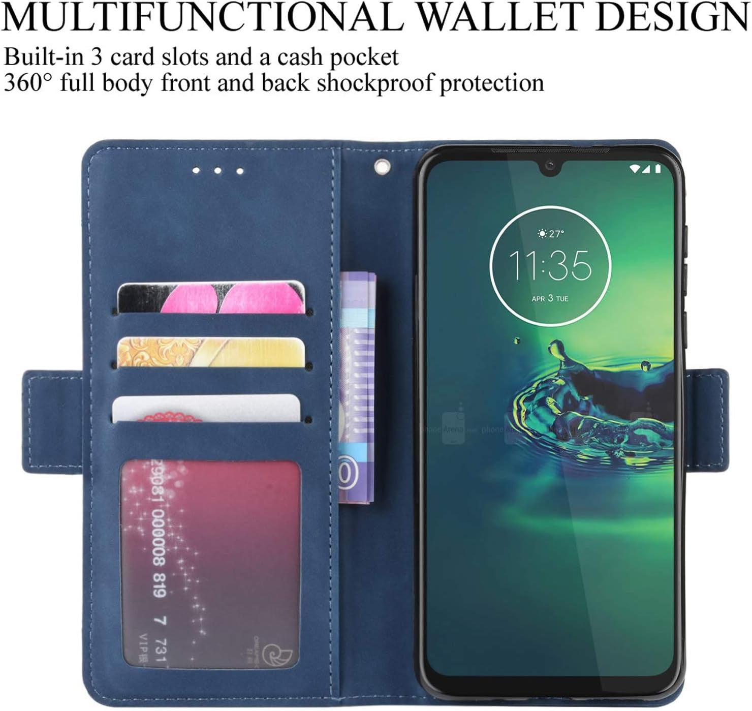 Umidigi Power 7 / 7S Case, Magnetic Full Body Protection Shockproof Flip Leather Wallet Case Cover with Card Holder for Umidigi Power 7 / 7S Phone Case (Blue)