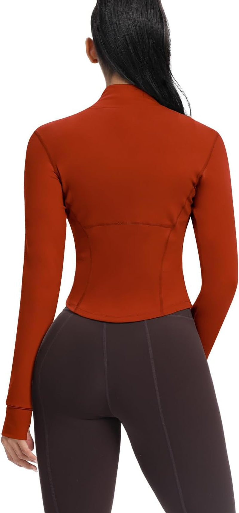 Women'S Cropped Running Workout Jackets Zip Slim Fit Athletic Tops with Thumb Holes