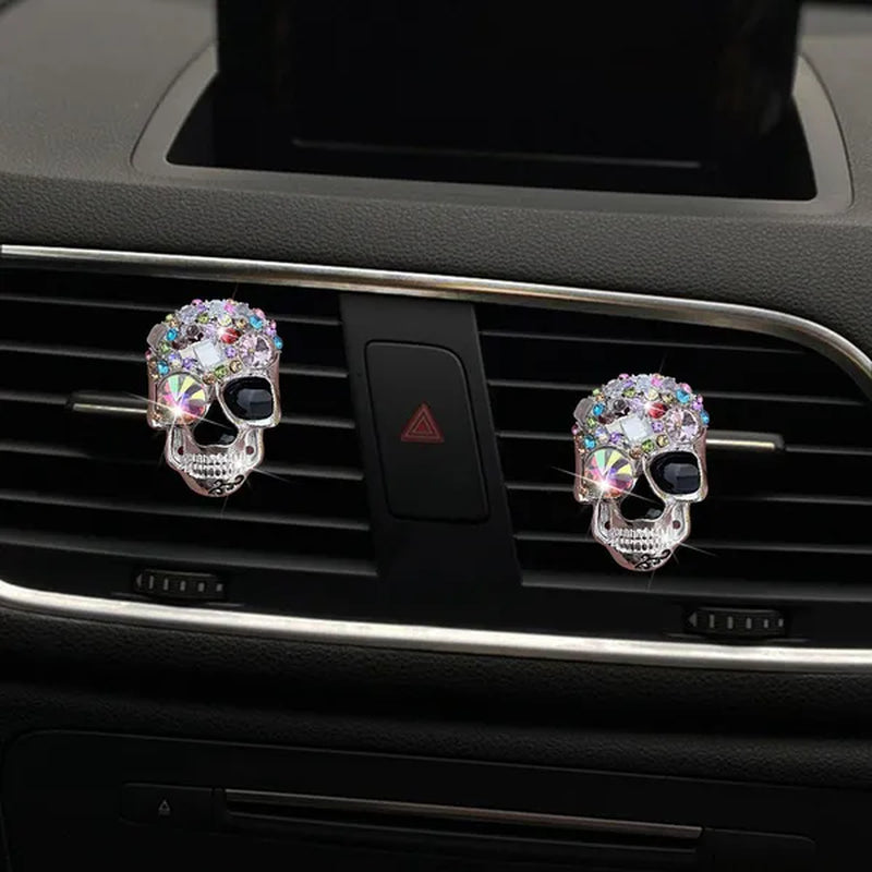 1 Pc Crystal Skull Car Air Fresheners Vent Clips Car Diffuser Vent Clip Rhinestone Car Decoration Cute Car Interior Decor Bling Car Accessories
