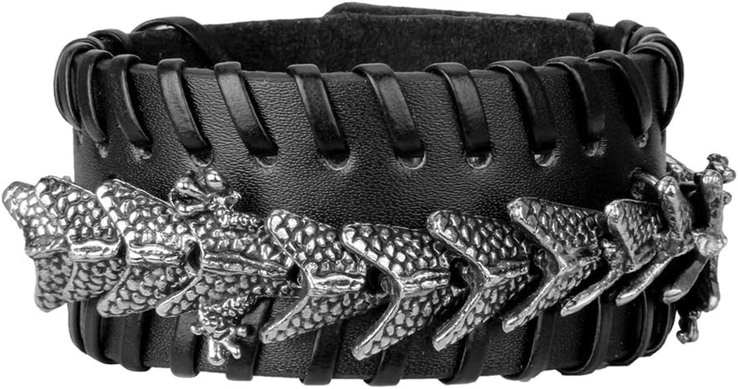 Leather Cuff Bracelet Punk Braided Bracelets Rock Leather Wristbands Faux Mens Leather Bracelet Gothic Viking Bangle Adjustable Wrap Bracelet for Women,Men