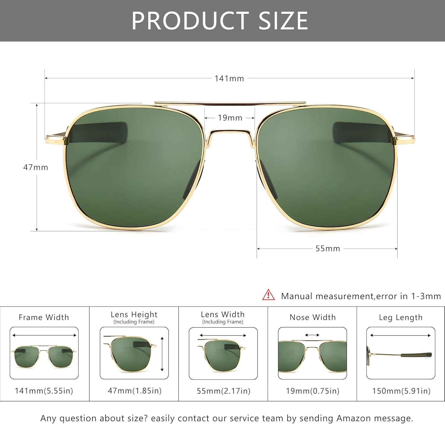 Men'S Military Style Polarized Pilot Aviator Sunglasses Bayonet Temples