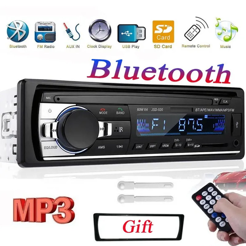 New Upgrade 1 Din Audio MP3 Player 12V In-Dash Single Din Bluetooth Car Radio Stereo Support FM Aux Input SD USB MMC Receiver with Remote Control