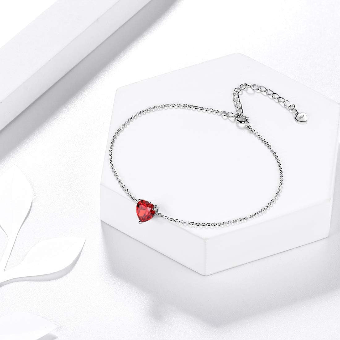 925 Sterling Silver 12 Birthstone Hearts Jewelry Women Crystal Wedding/Engagement/Bridal Heart Necklace/Earring/Ring/Bracelet Sets Jewellery