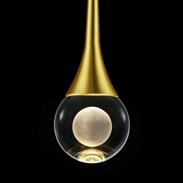 1-Light Pendant Lights Kitchen Island, 8W 3 Color Temperature Dimmable LED Pendant Light Fixtures, Gold Hanging Crystal Teardrop Pendant Lights for Bathroom, Bedroom