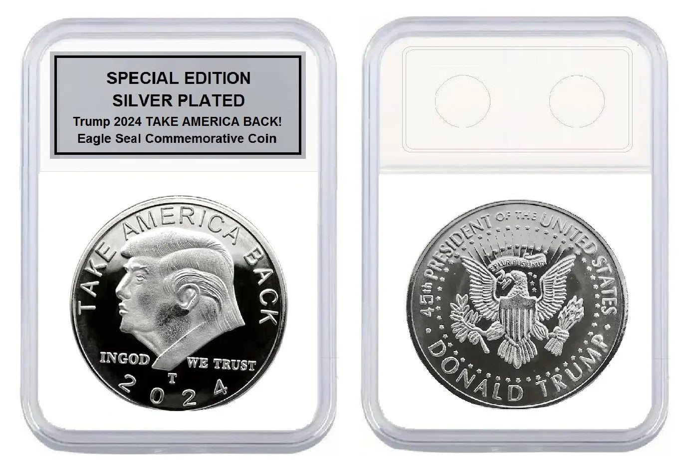 SILVER PLATED Trump 2024 TAKE AMERICA BACK! W/Display Case Masters Coins