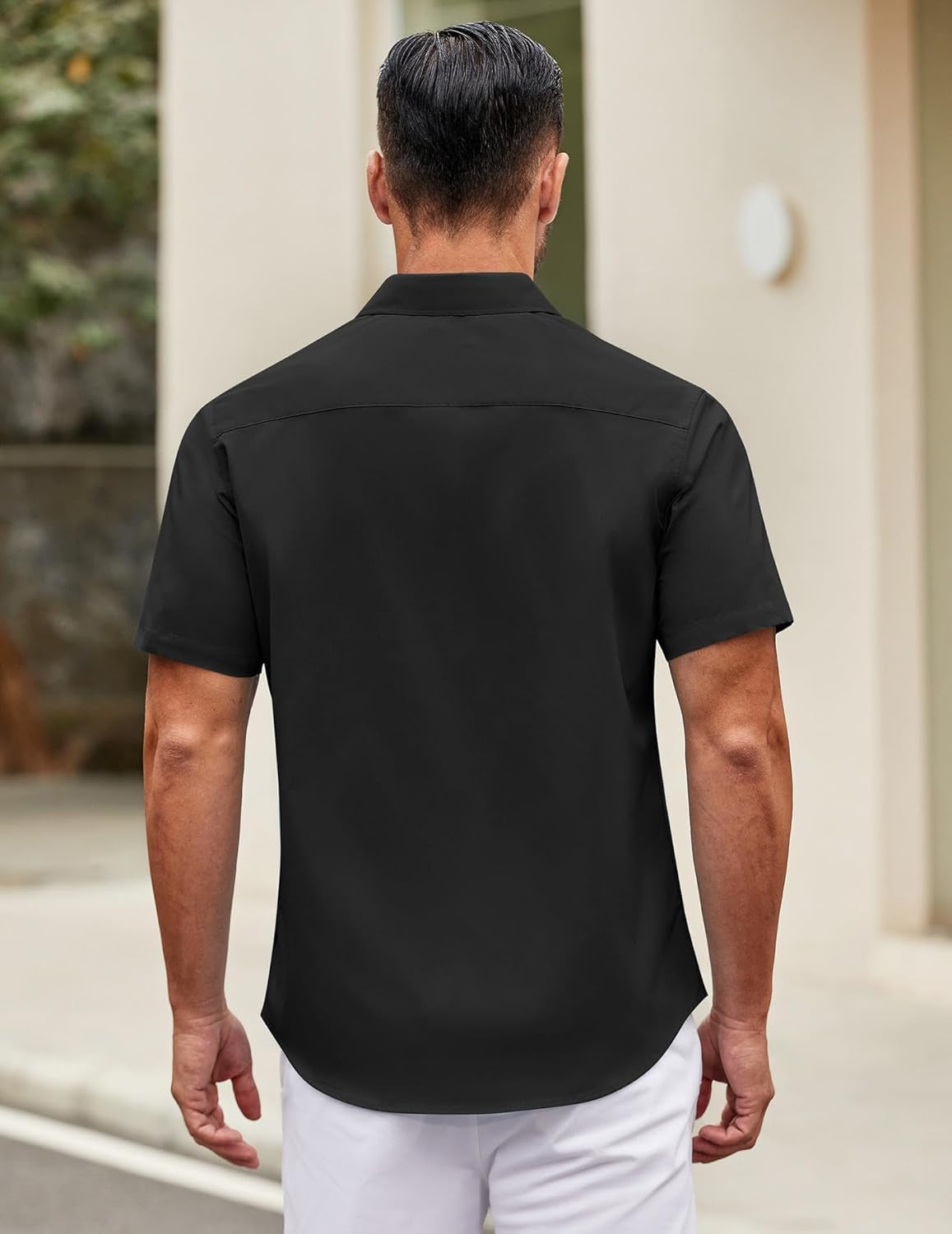 Mens Short Sleeve Casual Button down Shirts Summer Untucked Dress Shirts with Pocket