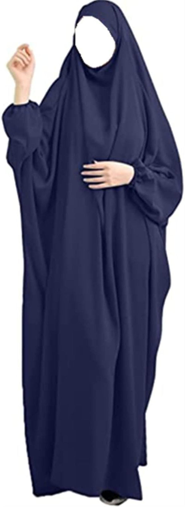 Women Muslim One-Piece Loose Full Cover Long Dress One-Size Overall Hijab Hooded Prayer Dress