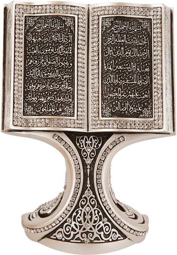 Quran Open Book with Ayatul Kursi and Nazar DUA - Muslim Home Decor Showpiece Ornament Gift 6.25 X 4.5In