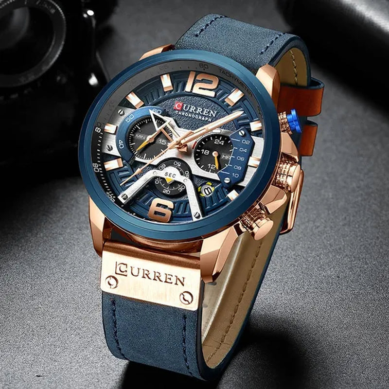 TOP SALE CURREN 8329 Mens Watches with Multi-function Quartz Chronograph Calendar Watch