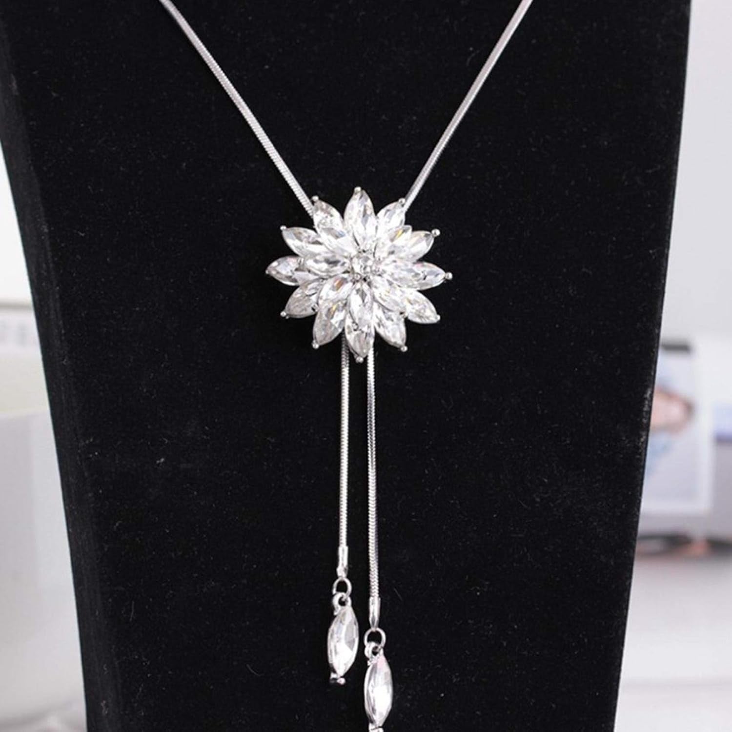 Clearance Deals Fahion Women Charm Bridal Engagement Crystal Rhinestone Snowflake Pendant Necklace Jewelry Gift by (C)