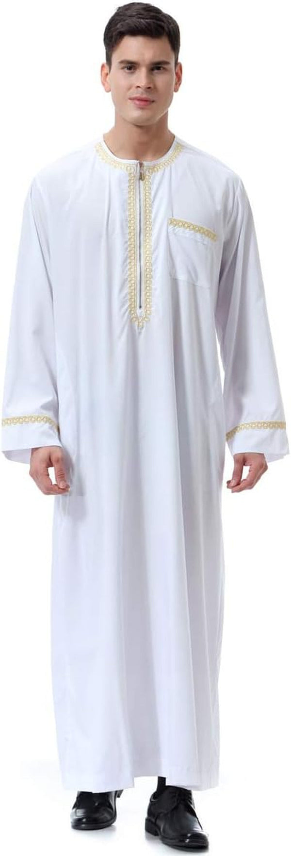 Men'S Muslim Clothes Durable Kaftan Robe Dubai Long Gown Ethnic Clothes,1Pc Soft Robe