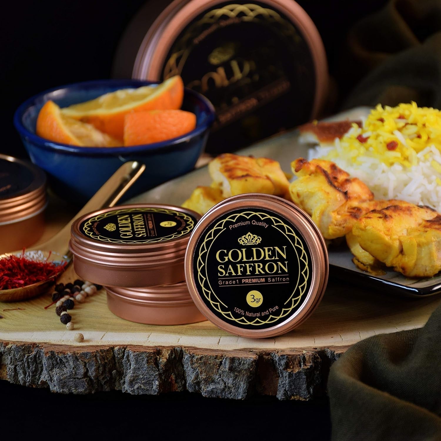 , Finest Pure Premium All Red Saffron Threads, Grade A+ Super Negin, Non-Gmo Verified. for Tea, Paella, Rice, Desserts, Golden Milk and Risotto (3 Grams)