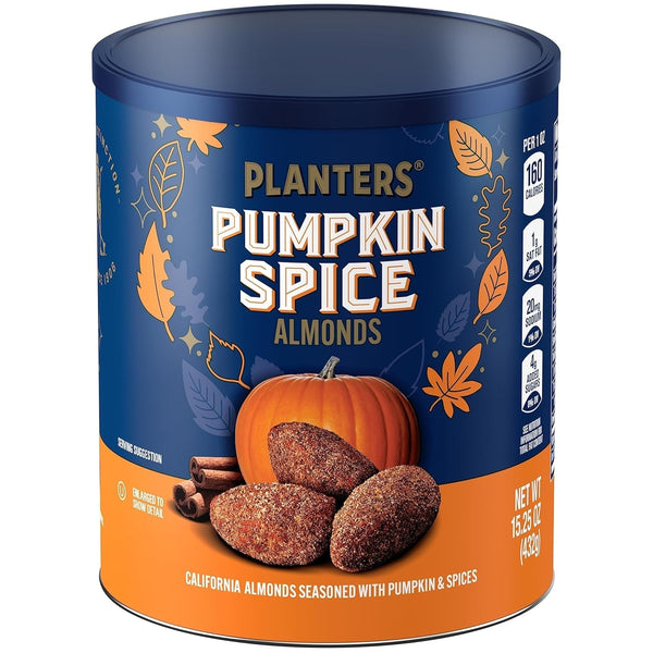 Fall Edition Pumpkin Spice Almonds, Pumpkin Spice Snacks, Cooking & Baking Nuts & Seeds, Flavored Almonds, Seasonal Nuts, Fall Party Snacks, Plant-Based Protein, 15.25 Oz Canister