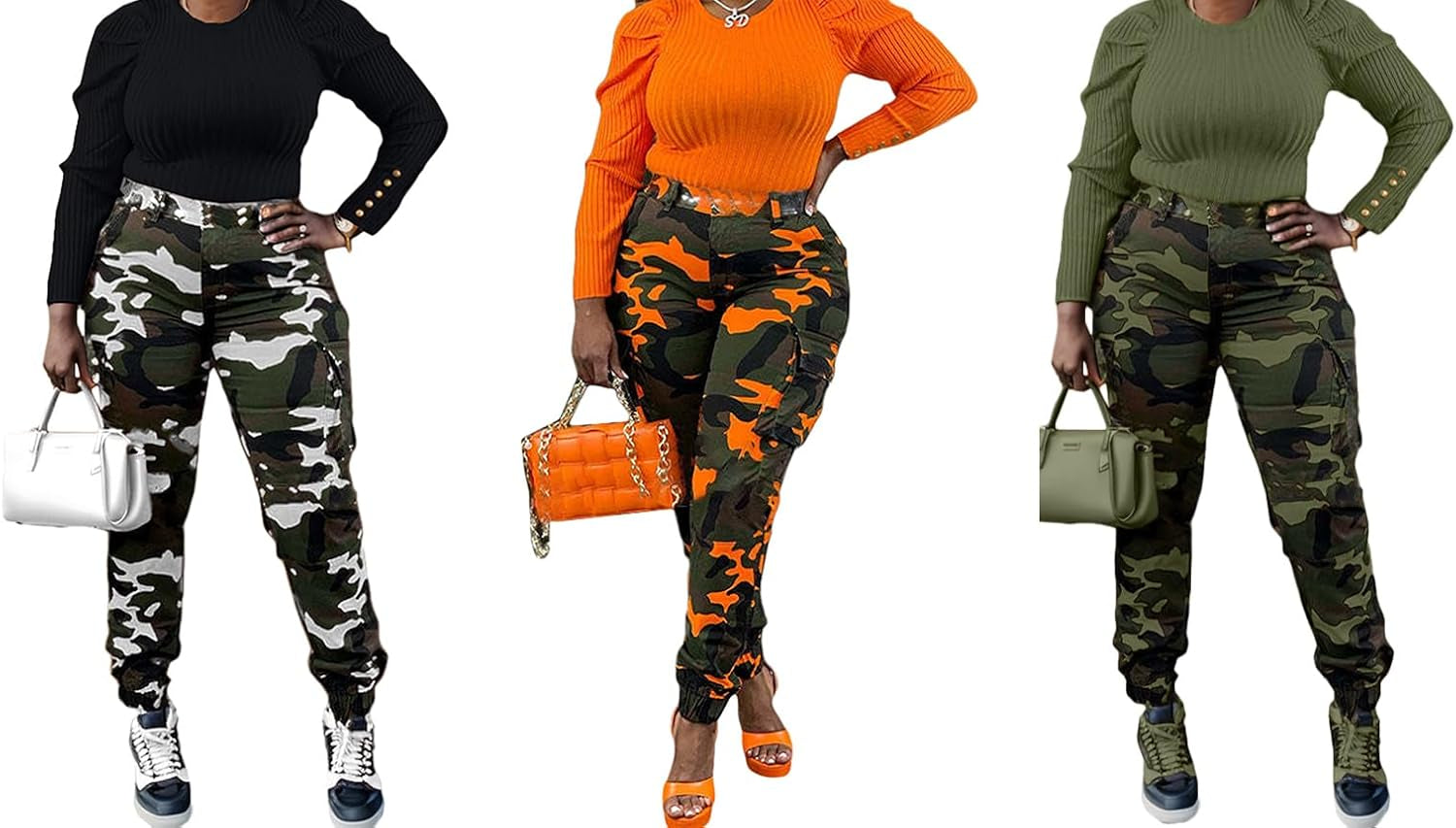 Women Camo Cargo Pants Camouflage Sweatpants Joggers Casual Army Fatigue Pants