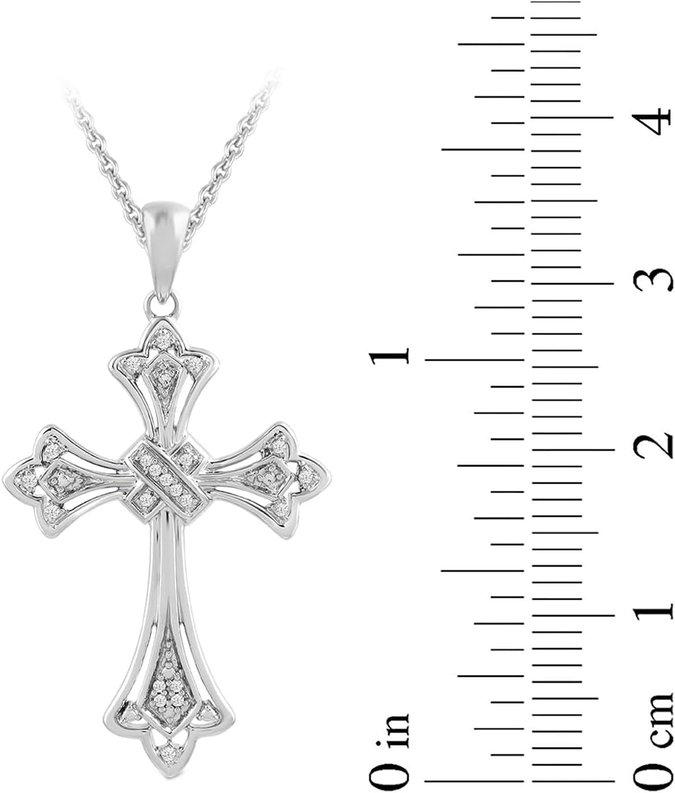 Sterling Silver Diamond Accent Cross Pendant Necklace, 18" (Previously Amazon Collection)