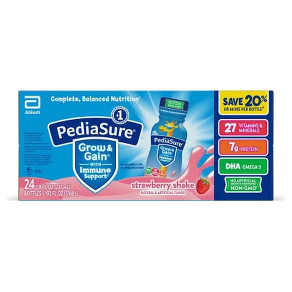 Pediasure Grow and Gain Nutrition Shake for Kids, Strawberry 8 Fl. Oz., 24 Pk.