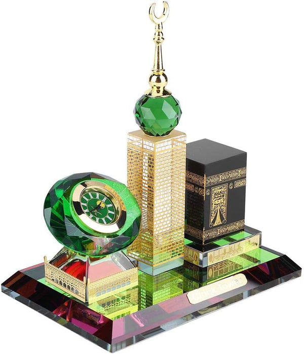 Crystal Collectible Figurines for Home Decor Muslim Kaaba Clock Tower Model for Desktop Ornament Islamic Architecture Muslim Religious Supplies