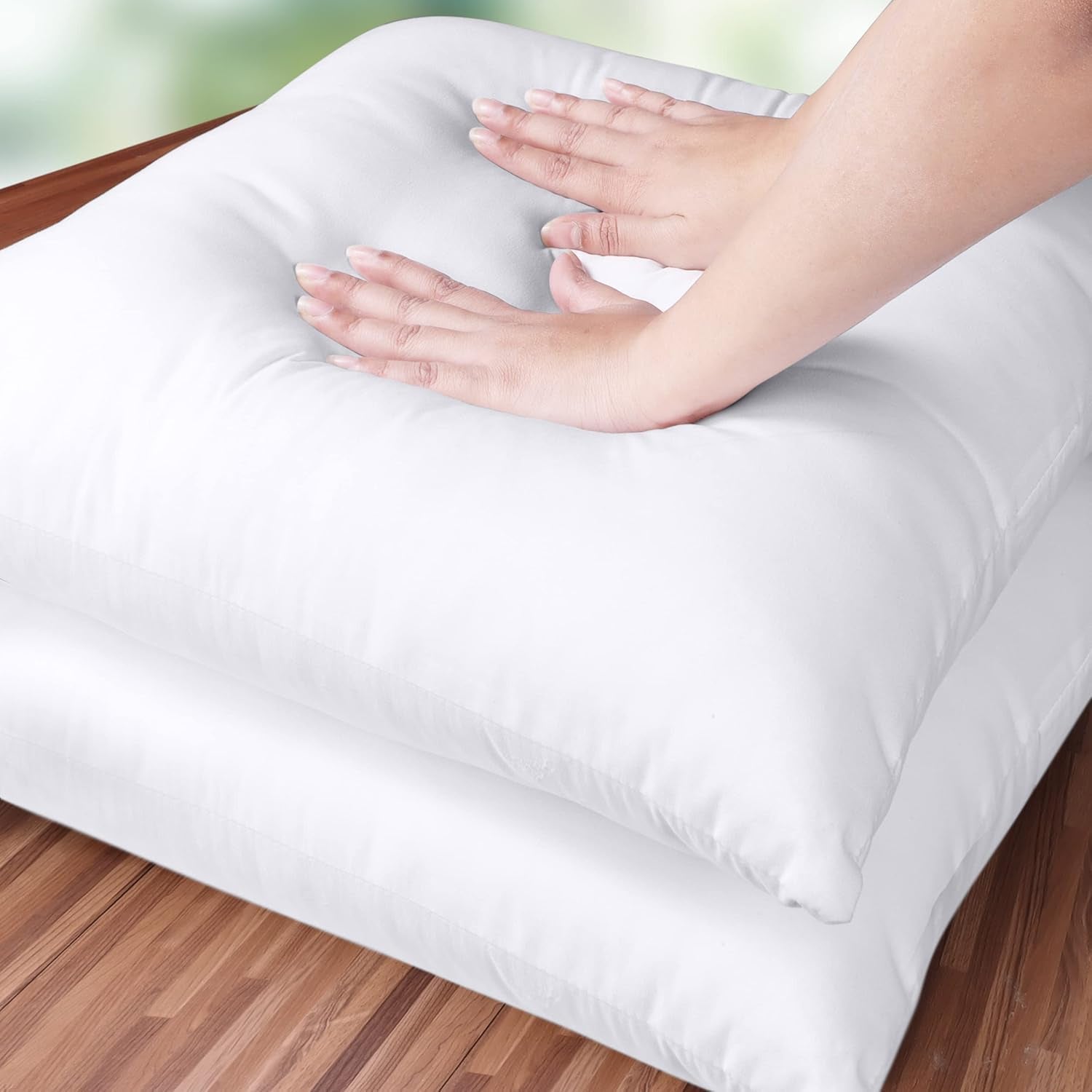 Throw Pillows Insert (Pack of 2, White) - 12 X 12 Inches Bed and Couch Pillows - Indoor Decorative Pillow