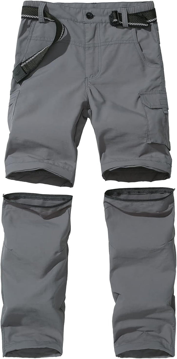 Boy’S Scout Pants Convertible Hiking Quick Dry Zip off Pants Outdoor Climbing Casual Trouser Kids Youth Cargo Pants