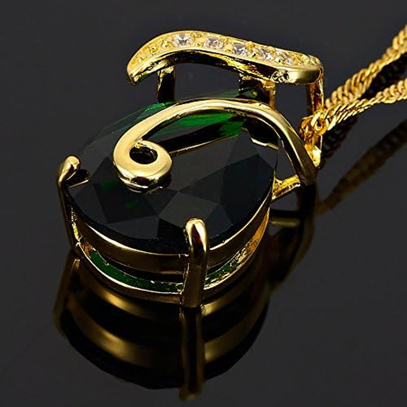 Pendant with 18" Chain & Pear Cut CZ [4 Colors Available] in Yellow Gold Plated, Simple Modern Elegant