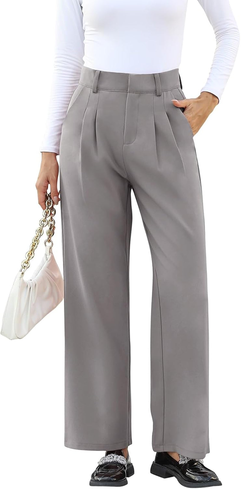 High Waisted Work Pants for Women Business Casual Outfits 2025 Office Dress Pants Trousers with Pockets